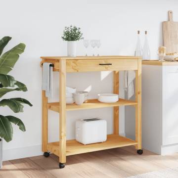 Kitchen Trolley MONZA - Solid Pine Wood, 84x40x90 cm