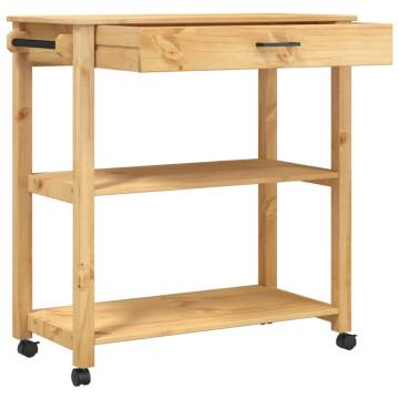 Kitchen Trolley MONZA - Solid Pine Wood, 84x40x90 cm