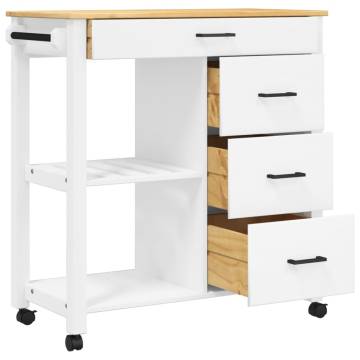 Kitchen Trolley MONZA - Solid Wood Pine | Hipomarket UK