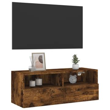 Stylish Smoked Oak TV Wall Cabinet - Space Saving Solution | HipoMarke