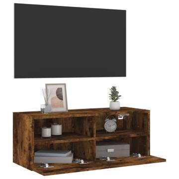 Stylish Smoked Oak TV Wall Cabinet - Space Saving Solution | HipoMarke