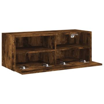 Stylish Smoked Oak TV Wall Cabinet - Space Saving Solution | HipoMarke