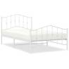 Metal Bed Frame with Headboard & Footboard - White 100x200 cm