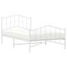 Metal Bed Frame with Headboard & Footboard - White 100x200 cm