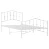 Metal Bed Frame with Headboard & Footboard - White 100x200 cm