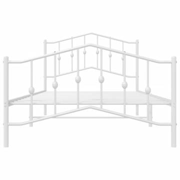 Metal Bed Frame with Headboard & Footboard - White 100x200 cm