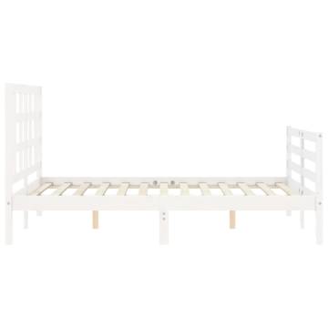 White Bed Frame with Headboard - 120x200 cm Solid Wood