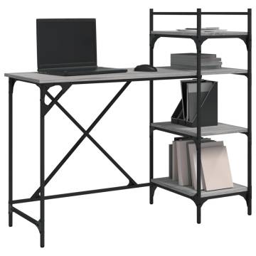 Computer Desk with Shelves Grey Sonoma - 120x47x109 cm