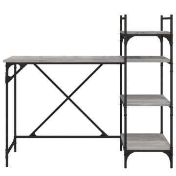 Computer Desk with Shelves Grey Sonoma - 120x47x109 cm