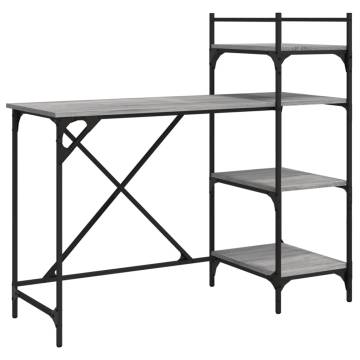 Computer Desk with Shelves Grey Sonoma - 120x47x109 cm