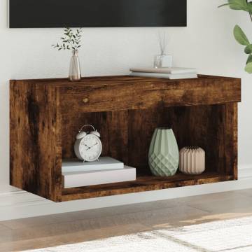 Stylish TV Cabinet with LED Lights in Smoked Oak | HipoMarket