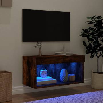 Stylish TV Cabinet with LED Lights in Smoked Oak | HipoMarket