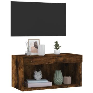 Stylish TV Cabinet with LED Lights in Smoked Oak | HipoMarket