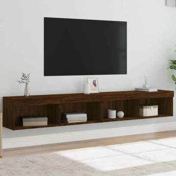 Brown Oak TV Cabinets with LED Lights - Stylish & Functional