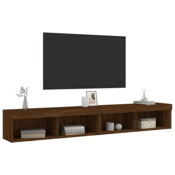 Brown Oak TV Cabinets with LED Lights - Stylish & Functional