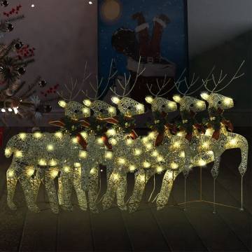 Christmas Reindeers 6 pcs Gold with 120 LEDs | Hipomarket