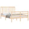 Small Double Bed Frame with Headboard - Solid Pine Wood