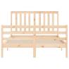 Small Double Bed Frame with Headboard - Solid Pine Wood