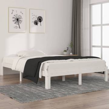 White Solid Wood Pine Bed Frame 140x200 cm | HipoMarket