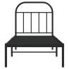 Black Metal Bed Frame with Headboard - Small Single 75x190 cm