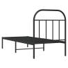 Black Metal Bed Frame with Headboard - Small Single 75x190 cm