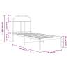 Black Metal Bed Frame with Headboard - Small Single 75x190 cm