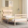 Solid Wood Small Single Bed Frame with Headboard | Hipomarket