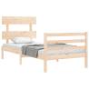 Solid Wood Small Single Bed Frame with Headboard | Hipomarket