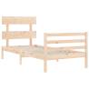 Solid Wood Small Single Bed Frame with Headboard | Hipomarket