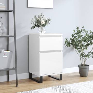 High Gloss White Sideboard - Stylish Engineered Wood Storage