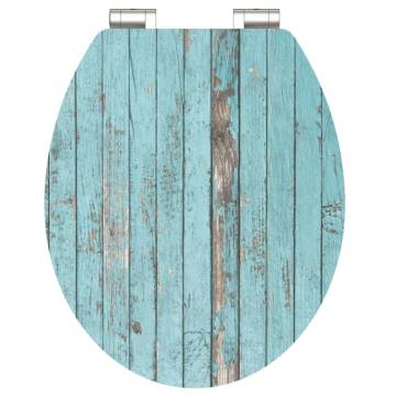 SCHÜTTE High Gloss Blue Wood Toilet Seat with Soft-Close