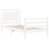 White Single Bed Frame with Headboard - Solid Pine Wood