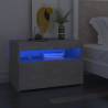 Stylish Bedside Cabinet & LED Lights - 2 pcs Concrete Grey