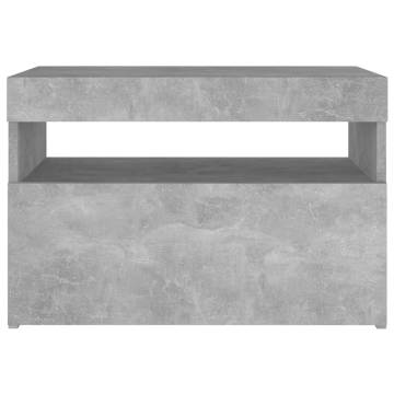 Stylish Bedside Cabinet & LED Lights - 2 pcs Concrete Grey