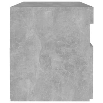 Stylish Bedside Cabinet & LED Lights - 2 pcs Concrete Grey