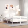 Bed Frame with Headboard White King Size Solid Wood Colour white Size 150 x 200 cm 