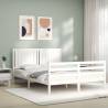 White King Size Bed Frame with Headboard | Solid Wood