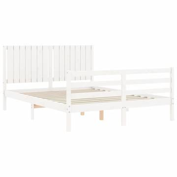 White King Size Bed Frame with Headboard | Solid Wood