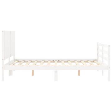 White King Size Bed Frame with Headboard | Solid Wood