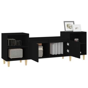 Stylish Black TV Cabinet - 160x35x55 cm Engineered Wood