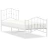 Elegant Metal Bed Frame with Headboard - White 80x200 cm