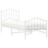 Elegant Metal Bed Frame with Headboard - White 80x200 cm