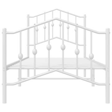 Elegant Metal Bed Frame with Headboard - White 80x200 cm