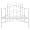 Elegant Metal Bed Frame with Headboard - White 80x200 cm