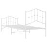 Elegant Metal Bed Frame with Headboard - White 80x200 cm