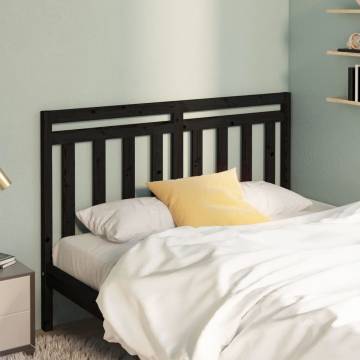 Stylish Black Bed Headboard - Solid Pine Wood - 141x4x100 cm