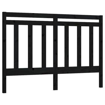 Stylish Black Bed Headboard - Solid Pine Wood - 141x4x100 cm