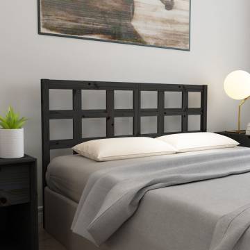 Black Bed Headboard - Solid Pine Wood | 156x4x100 cm