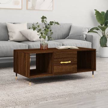 Elegant Brown Oak Coffee Table - 102x50x40 cm