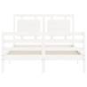 Bed Frame with Headboard - White Small Double Solid Wood